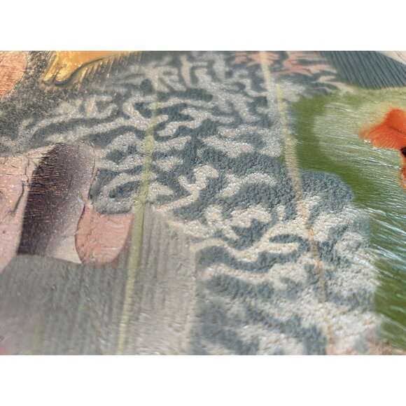 Vtg Original Thick Texture Oil Painting Tropical Fish Brass Frame 20" Registered - Picture 6 of 13